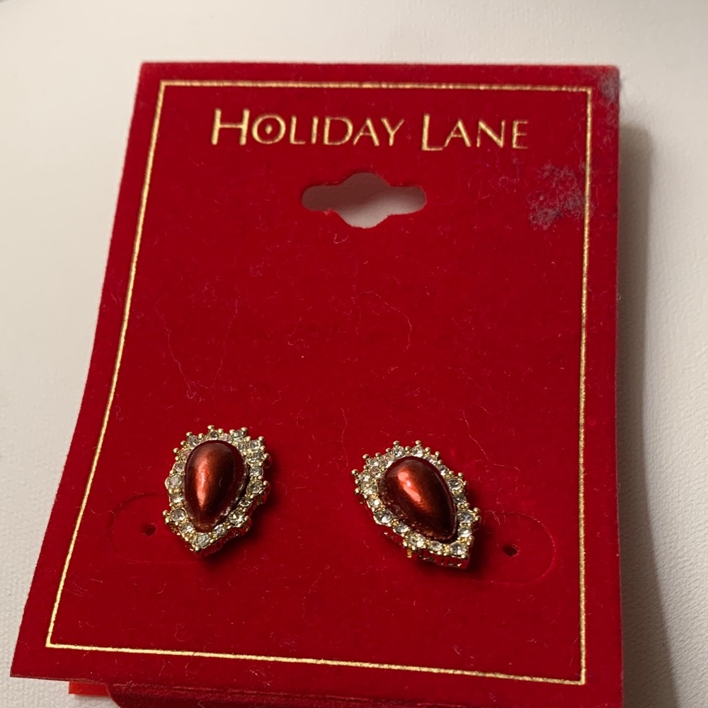 Holiday Lane Red and Gold Teardrop Earrings